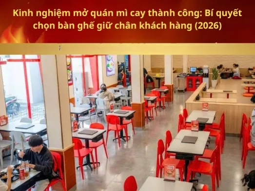 Kinh nghiệm mở quán mì cay thành công: Bí quyết chọn bàn ghế giữ chân khách hàng (2026)
